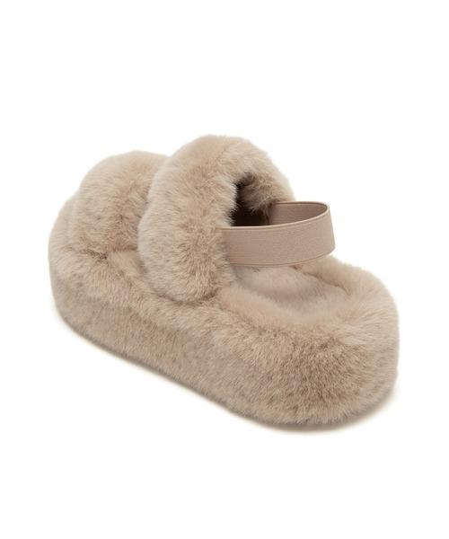 JELLY BEANS（ジェリービーンズ）の「エコファーダブルストラップサンダル(210-56382)JELLY BEANS(ジェリービーンズ)（サンダル・レディース・ベージュ/ダークブラウン・S/M/L/LL）」の7枚目の写真