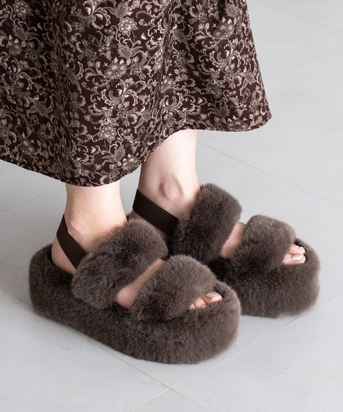 JELLY BEANS（ジェリービーンズ）の「エコファーダブルストラップサンダル(210-56382)JELLY BEANS(ジェリービーンズ)（サンダル・レディース・ベージュ/ダークブラウン・S/M/L/LL）」の11枚目の写真