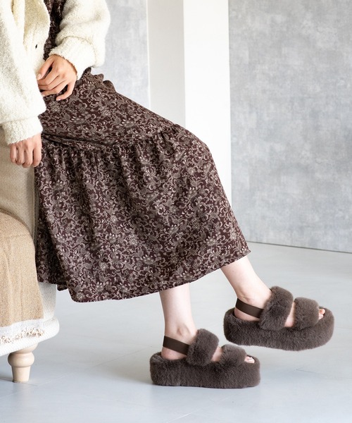 JELLY BEANS（ジェリービーンズ）の「エコファーダブルストラップサンダル(210-56382)JELLY BEANS(ジェリービーンズ)（サンダル・レディース・ベージュ/ダークブラウン・S/M/L/LL）」の13枚目の写真