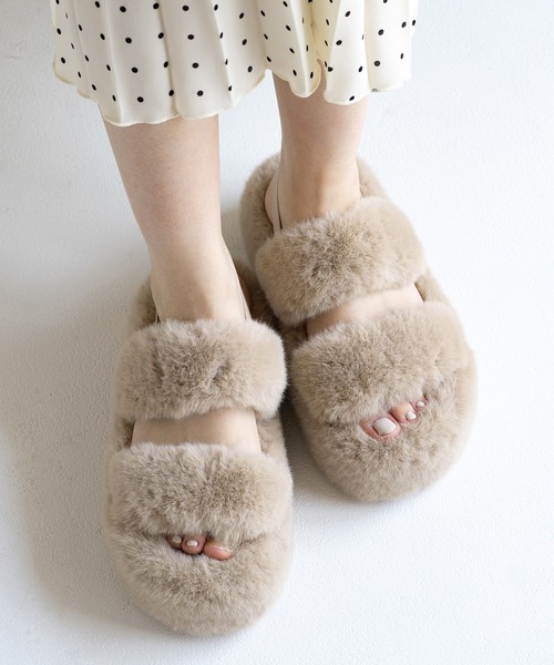 JELLY BEANS（ジェリービーンズ）の「エコファーダブルストラップサンダル(210-56382)JELLY BEANS(ジェリービーンズ)（サンダル・レディース・ベージュ/ダークブラウン・S/M/L/LL）」の15枚目の写真