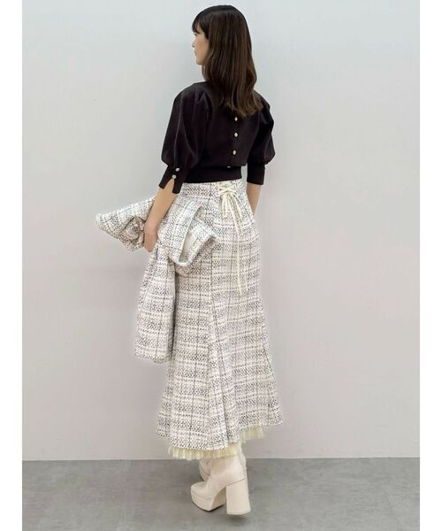 オリジナルツイード裾プリーツマーメイドスカート（スカート