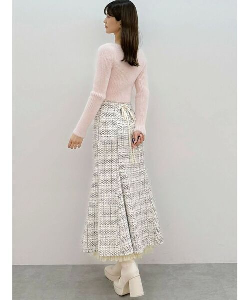 オリジナルツイード裾プリーツマーメイドスカート（スカート