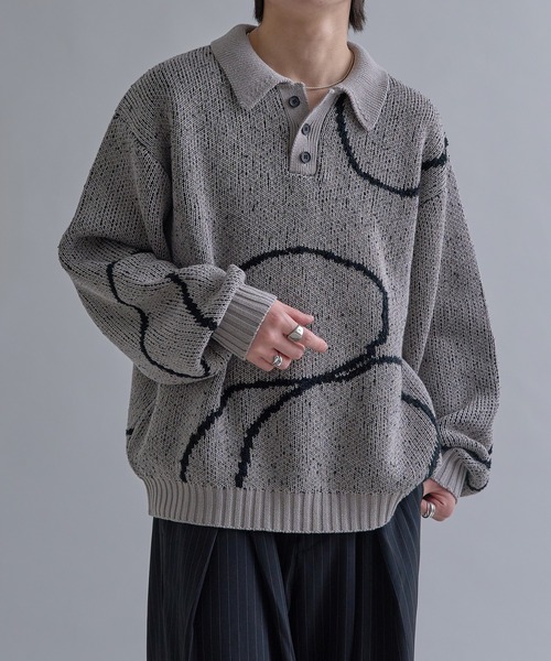 ウェーブラインルーズニットポロ（ニット/セーター）｜epnok