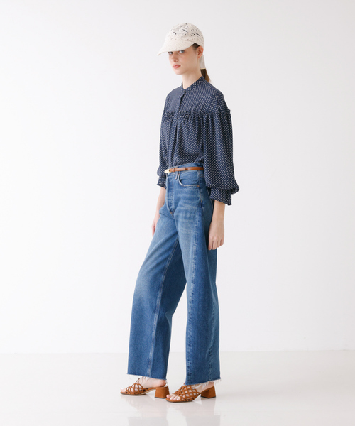 ドットプリントブラウス