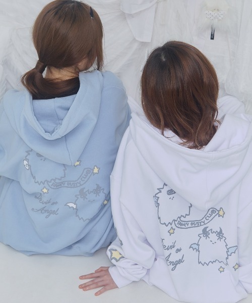 【天使界隈】値段交渉◯青と白のジッパー付きゲームデザインパーカー 天使界隈】値段交渉◯青と白のジッパー付きゲームデザインパーカー