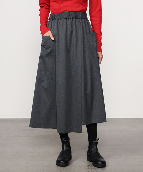 nicholson&nicholson（ニコルソンアンドニコルソン）の「nicholson & nicholson |〈別注〉ラップスカート WOMEN（スカート・レディース・グレー/ブラック/カーキ・38）」の6枚目の写真