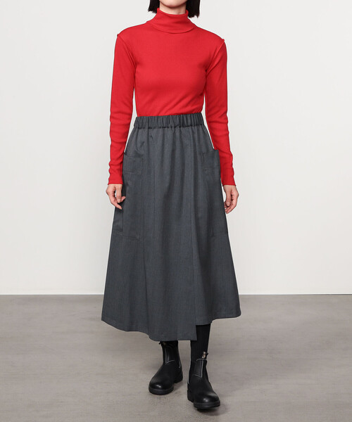 nicholson&nicholson（ニコルソンアンドニコルソン）の「nicholson & nicholson |〈別注〉ラップスカート WOMEN（スカート・レディース・グレー/ブラック/カーキ・38）」の7枚目の写真