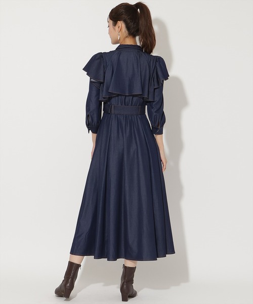 AND COUTURE(アンドクチュール)の「フリルケープ7分袖ワンピース(ワンピース・レディース・ネイビー/ダークブラウン/チャコールグレー・FREE)」の22枚目の写真