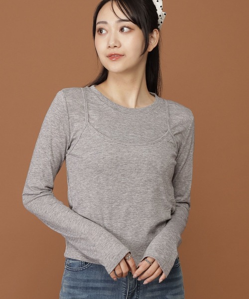 3.3 Field Trip (3.3フィールドトリップ)の「3.3 Field Trip/キャミレイヤードトップス(Tシャツ/カットソー・レディース・グレー/ブラック・FREE)」の1枚目の写真