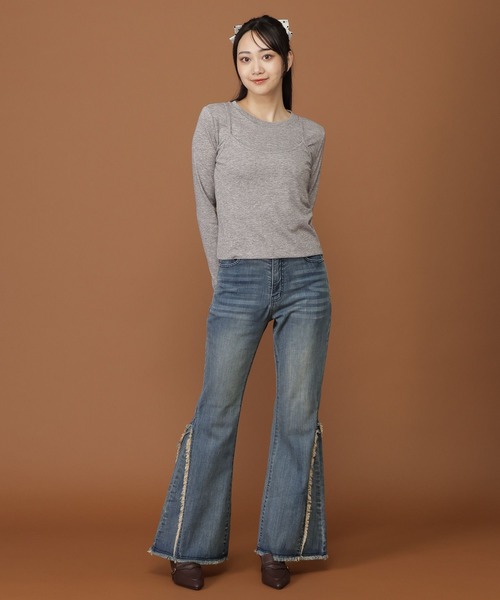 3.3 Field Trip (3.3フィールドトリップ)の「3.3 Field Trip/キャミレイヤードトップス(Tシャツ/カットソー・レディース・グレー/ブラック・FREE)」の17枚目の写真