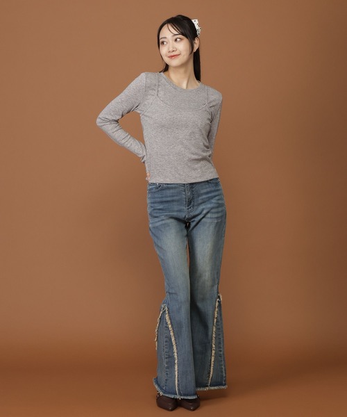 3.3 Field Trip (3.3フィールドトリップ)の「3.3 Field Trip/キャミレイヤードトップス(Tシャツ/カットソー・レディース・グレー/ブラック・FREE)」の4枚目の写真