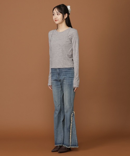 3.3 Field Trip (3.3フィールドトリップ)の「3.3 Field Trip/キャミレイヤードトップス(Tシャツ/カットソー・レディース・グレー/ブラック・FREE)」の16枚目の写真