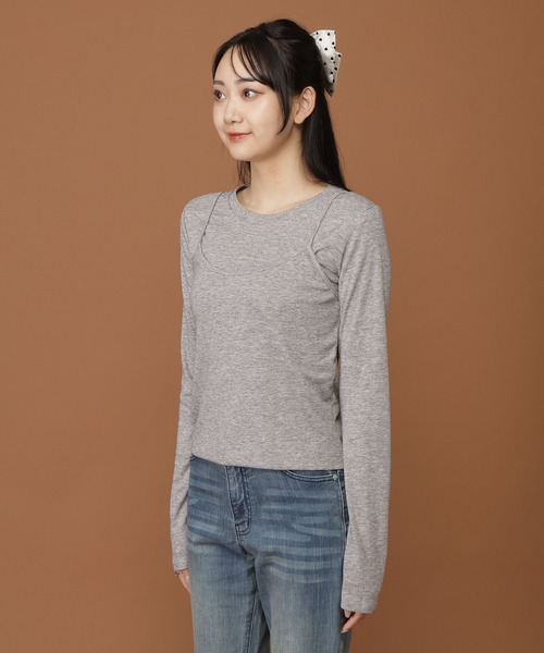 3.3 Field Trip (3.3フィールドトリップ)の「3.3 Field Trip/キャミレイヤードトップス(Tシャツ/カットソー・レディース・グレー/ブラック・FREE)」の10枚目の写真