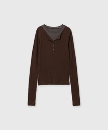 CREDONA（クレドナ）の「LAYERED L/S HENLY TEE/レイヤードロングスリーブヘンリーティー（Tシャツ/カットソー・レディース）」