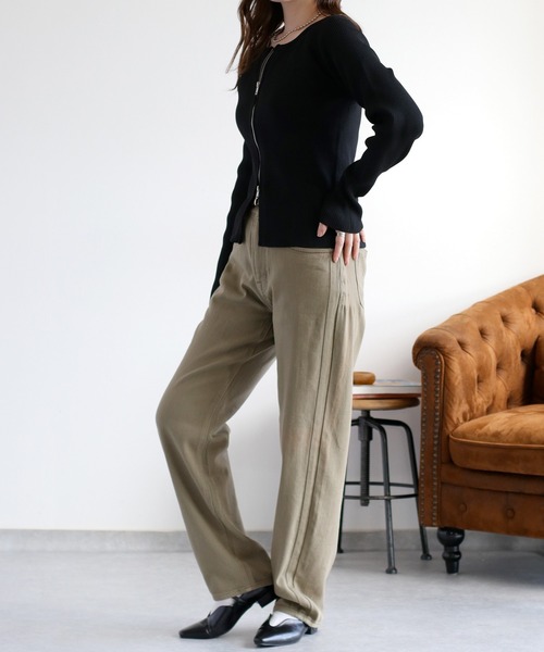 cepo（セポ）の「ダブルジップニットカーディガン（カーディガン/ボレロ・レディース・ブラック/オフホワイト・M）」の17枚目の写真