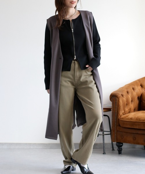 cepo（セポ）の「ダブルジップニットカーディガン（カーディガン/ボレロ・レディース・ブラック/オフホワイト・M）」の20枚目の写真