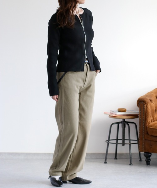 cepo（セポ）の「ダブルジップニットカーディガン（カーディガン/ボレロ・レディース・ブラック/オフホワイト・M）」の16枚目の写真