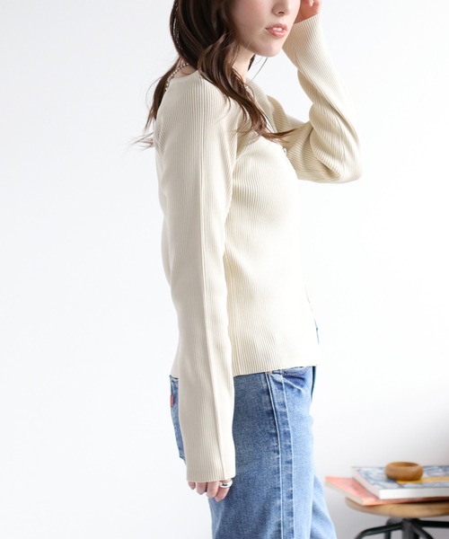 cepo（セポ）の「ダブルジップニットカーディガン（カーディガン/ボレロ・レディース・ブラック/オフホワイト・M）」の14枚目の写真