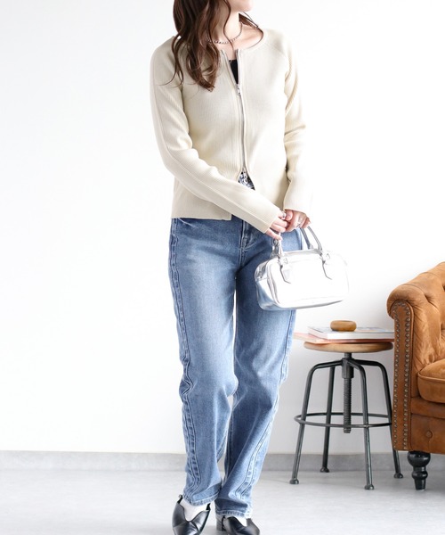 cepo（セポ）の「ダブルジップニットカーディガン（カーディガン/ボレロ・レディース・ブラック/オフホワイト・M）」の10枚目の写真