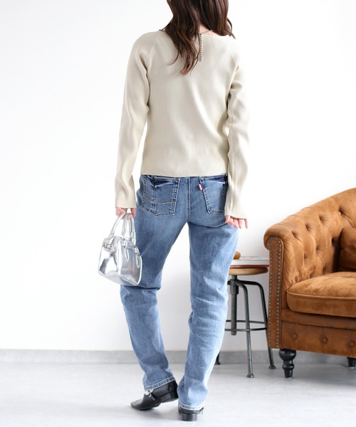 cepo（セポ）の「ダブルジップニットカーディガン（カーディガン/ボレロ・レディース・ブラック/オフホワイト・M）」の9枚目の写真