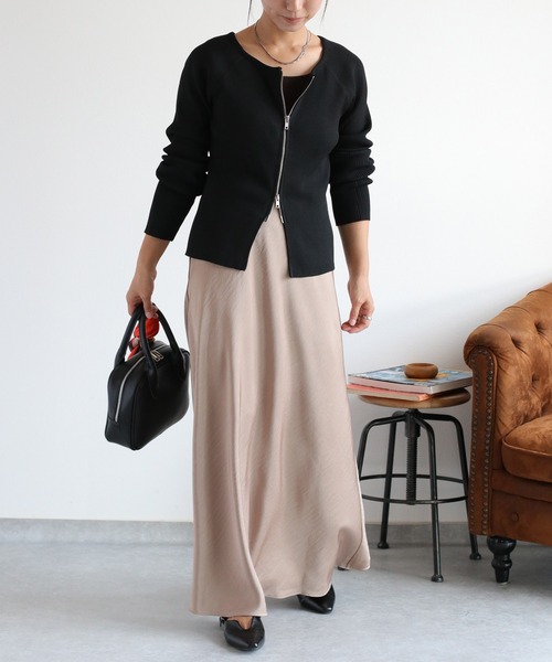 cepo（セポ）の「ダブルジップニットカーディガン（カーディガン/ボレロ・レディース・ブラック/オフホワイト・M）」の18枚目の写真