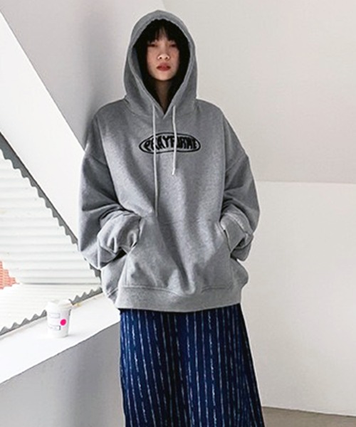 VIBGYOR（ヴィブジョー）の「ロゴプリントオーバーサイズパーカー/韓国 ストリート(CZ)（パーカー・レディース・ブラック/グレー・MEDIUM/LARGE）」の14枚目の写真