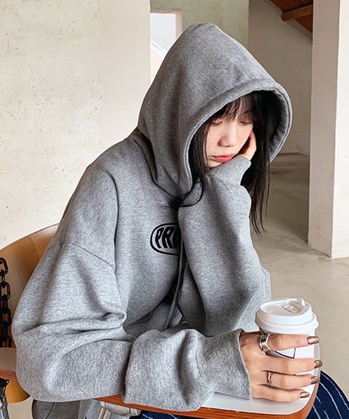 VIBGYOR（ヴィブジョー）の「ロゴプリントオーバーサイズパーカー/韓国 ストリート(CZ)（パーカー・レディース・ブラック/グレー・MEDIUM/LARGE）」の15枚目の写真