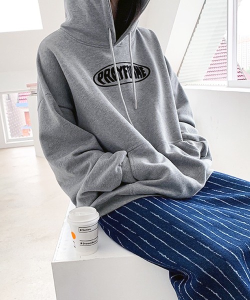 VIBGYOR（ヴィブジョー）の「ロゴプリントオーバーサイズパーカー/韓国 ストリート(CZ)（パーカー・レディース・ブラック/グレー・MEDIUM/LARGE）」の16枚目の写真