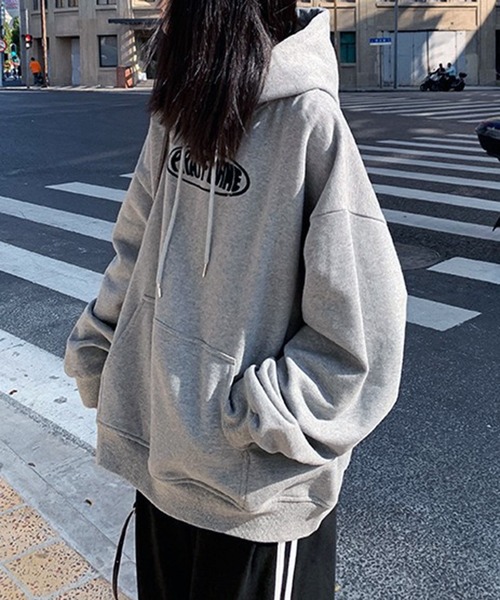 VIBGYOR（ヴィブジョー）の「ロゴプリントオーバーサイズパーカー/韓国 ストリート(CZ)（パーカー・レディース・ブラック/グレー・MEDIUM/LARGE）」の17枚目の写真