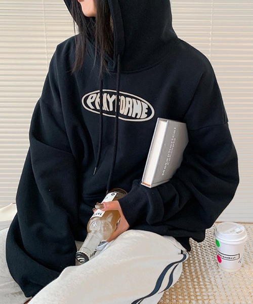 VIBGYOR（ヴィブジョー）の「ロゴプリントオーバーサイズパーカー/韓国 ストリート(CZ)（パーカー・レディース・ブラック/グレー・MEDIUM/LARGE）」の19枚目の写真