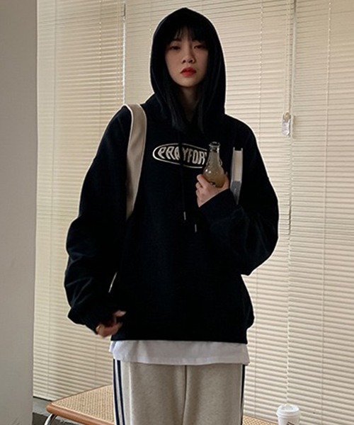 VIBGYOR（ヴィブジョー）の「ロゴプリントオーバーサイズパーカー/韓国 ストリート(CZ)（パーカー・レディース・ブラック/グレー・MEDIUM/LARGE）」の20枚目の写真