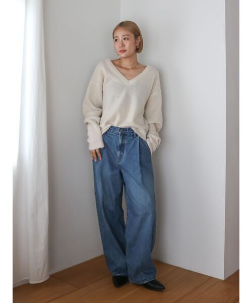 Ungrid（アングリッド）の「ラムウールVネックニット（ニット/セーター・レディース・ライトグレー/レッド/キャメル/アイボリー・FREE）」の21枚目の写真