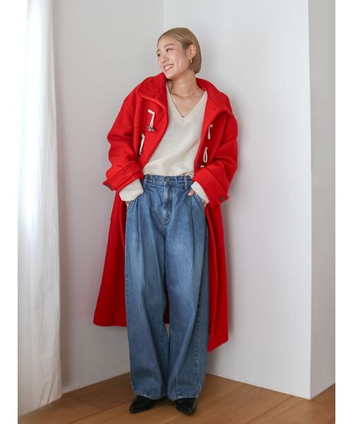 Ungrid（アングリッド）の「ラムウールVネックニット（ニット/セーター・レディース・ライトグレー/レッド/キャメル/アイボリー・FREE）」の13枚目の写真