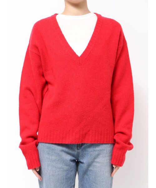 Ungrid（アングリッド）の「ラムウールVネックニット（ニット/セーター・レディース・ライトグレー/レッド/キャメル/アイボリー・FREE）」の14枚目の写真