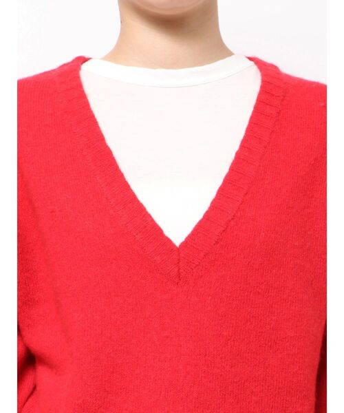 Ungrid（アングリッド）の「ラムウールVネックニット（ニット/セーター・レディース・ライトグレー/レッド/キャメル/アイボリー・FREE）」の5枚目の写真