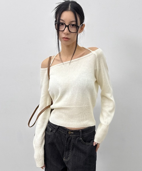 BLACKUP（ブラックアップ）の「[MADE] コチェナオフショルダーニット（ニット/セーター・レディース・ブラック/アイボリー・FREE）」の9枚目の写真