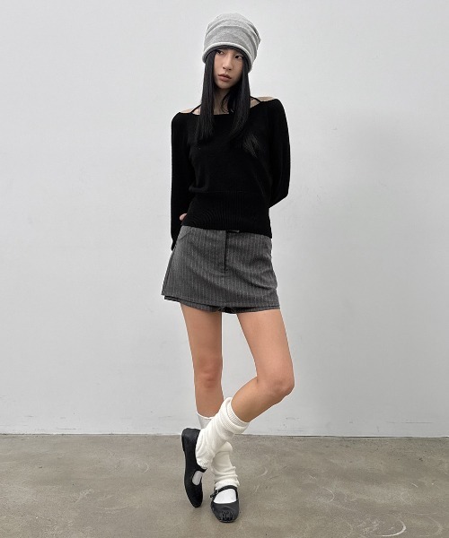 BLACKUP（ブラックアップ）の「[MADE] コチェナオフショルダーニット（ニット/セーター・レディース・ブラック/アイボリー・FREE）」の12枚目の写真