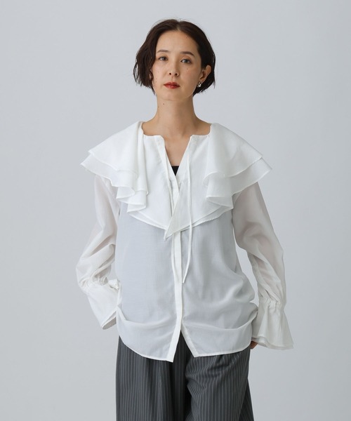 LEPSIM（レプシィム）の「フリルカラーブラウス　582431（シャツ/ブラウス・レディース・オフホワイト/ブラック・FREE）」の9枚目の写真