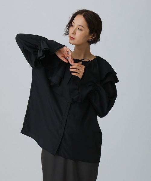 LEPSIM（レプシィム）の「フリルカラーブラウス　582431（シャツ/ブラウス・レディース・オフホワイト/ブラック・FREE）」の22枚目の写真