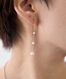 《金属アレルギー対応/ステンレス》細チェーン×パールピアス