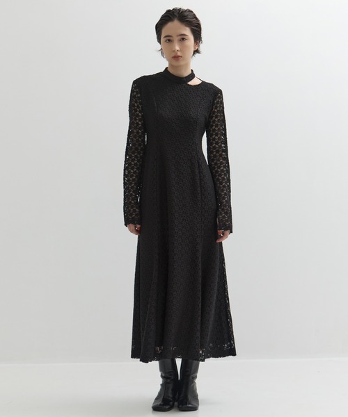 CLANE/クラネ】3D FLOWER LACE SLASH NECK ONEPIECE/フラワーレース