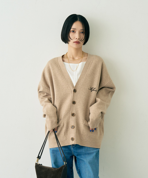 St.Johns 3rd club(セントジョンズサードクラブ)の「【ST.JOHNS 3RD CLUB/セントジョンズサードクラブ】ロゴカーディガン(カーディガン/ボレロ・レディース・ベージュ/ダークブラウン・フリー)」の13枚目の写真