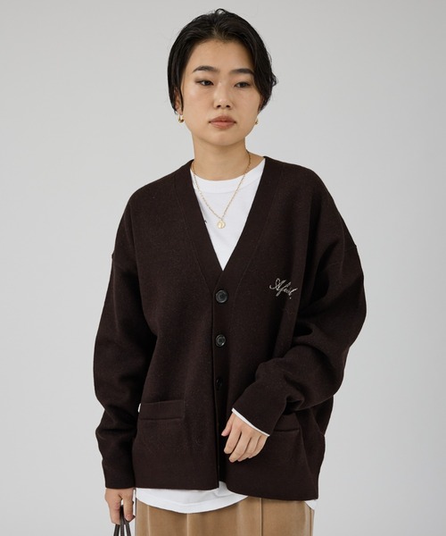 St.Johns 3rd club(セントジョンズサードクラブ)の「【ST.JOHNS 3RD CLUB/セントジョンズサードクラブ】ロゴカーディガン(カーディガン/ボレロ・レディース・ベージュ/ダークブラウン・フリー)」の4枚目の写真