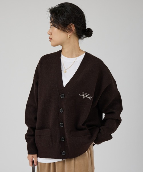 St.Johns 3rd club(セントジョンズサードクラブ)の「【ST.JOHNS 3RD CLUB/セントジョンズサードクラブ】ロゴカーディガン(カーディガン/ボレロ・レディース・ベージュ/ダークブラウン・フリー)」の5枚目の写真