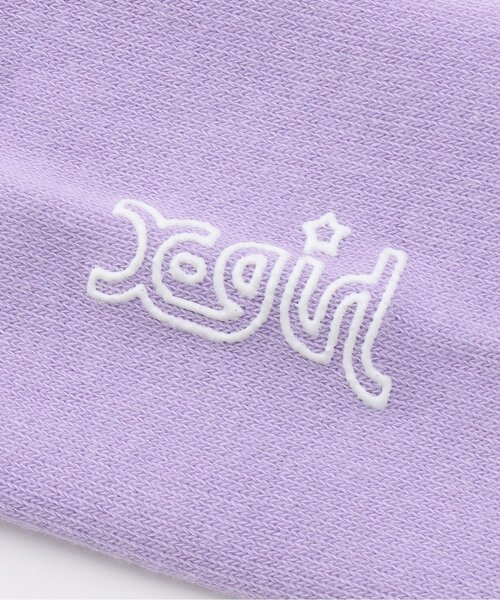 X-girl Stages（エックスガールステージス）の「ラメラインロゴリブクルーソックス（ソックス/靴下・キッズ・オフホワイト/ブラック/ラベンダー・17-19cm/19-21cm/15-17cm）」の5枚目の写真