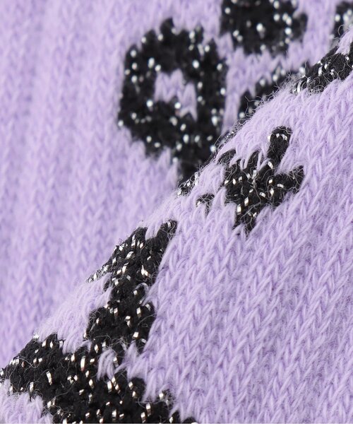 X-girl Stages（エックスガールステージス）の「ラメラインロゴリブクルーソックス（ソックス/靴下・キッズ・オフホワイト/ブラック/ラベンダー・17-19cm/19-21cm/15-17cm）」の6枚目の写真