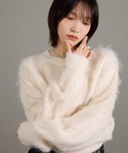 apres jour mignon(アプレジュールミニョン)の「アルパカコンシャギーニット(ニット/セーター・レディース・ブルー/オフホワイト/イエロー/レッド/ブラウン系その他・X-LARGE/フリー)」の21枚目の写真