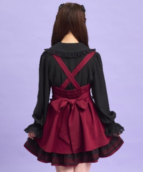 Secret Honey(シークレットハニー)の「サイドレースアップジャンドレ(スカート・レディース・ブラック/ワインレッド・MEDIUM)」の5枚目の写真