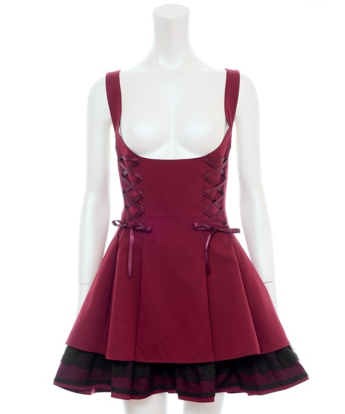 Secret Honey(シークレットハニー)の「サイドレースアップジャンドレ(スカート・レディース・ブラック/ワインレッド・MEDIUM)」の9枚目の写真