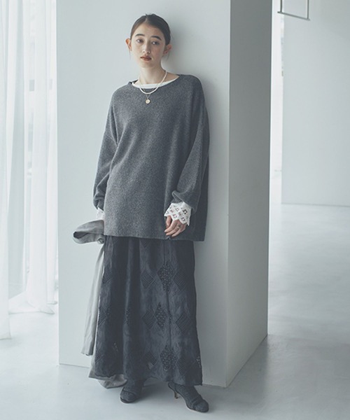 studio CLIP（スタディオクリップ）の「《natural by clip/マシンウォッシャブル》7ゲージニット×バテンプルオーバー（その他トップス・レディース・ブラウン/グレー/チャコール/レッド/グレイッシュベージュ・FREE）」の6枚目の写真